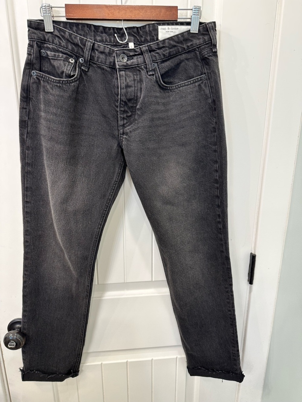 NWOT Rag & Bone Dre Low-Rise Slim Boyfriend Jeans Washed Black 27
